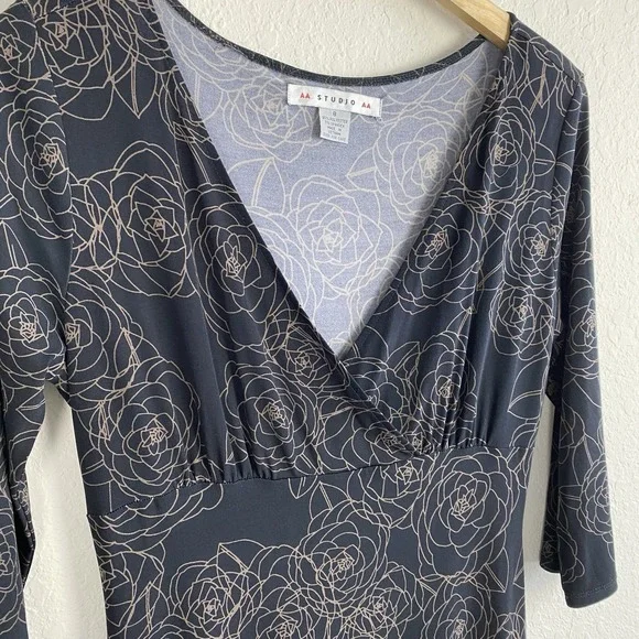 AA Studio Whimsigoth Midi Dress Size 8 Babydoll Fairy Witchy Dark Floral Brown - Picture 5 of 7